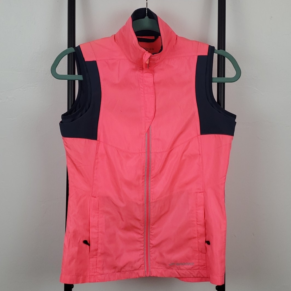 Brooks Women’s Vest XS Pink Black Full Zip Running Athletic